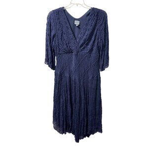 Rabbit Rabbit Designs Navy Lace A-Line Dress Size 18 Polyester/Nylon Blend V-Nec
